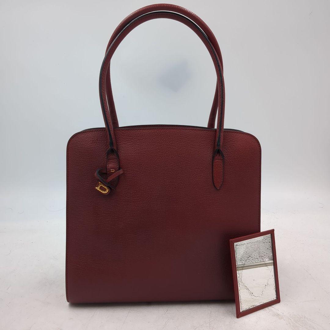 デルヴォー セピア　Dチャーム　トートバッグ　ミラー付き　赤