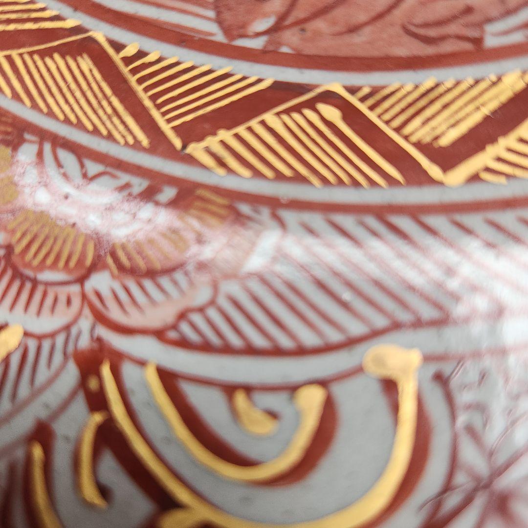 九谷金彩赤絵鳳凰楼閣文様三重鉢