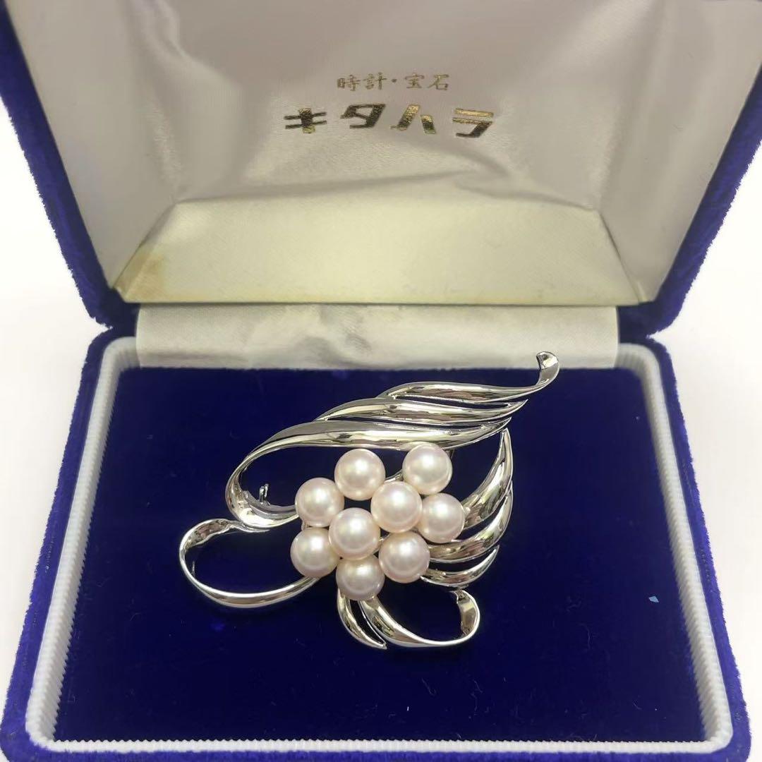 本真珠 あこや真珠 7珠 パール SILVER刻印 ブローチ 和装小物