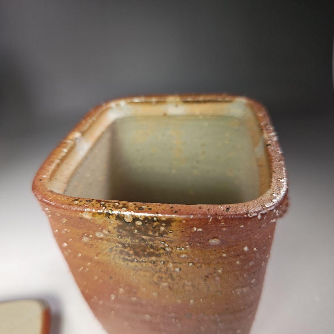 イ699 水指『信楽焼　四方形松ぼっくり耳　水指　共箱』『作家物』茶道具