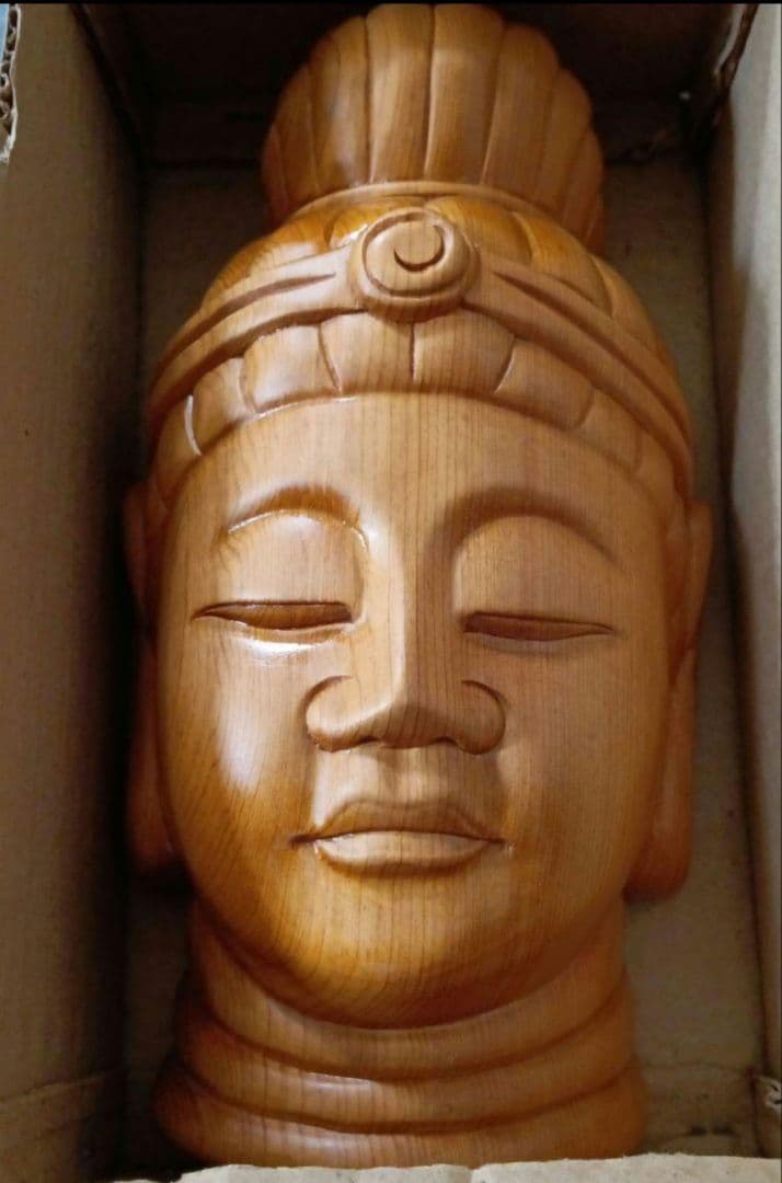 観音面　お面　観音様　仏像　観音菩薩　木彫り　縁起物　工芸品