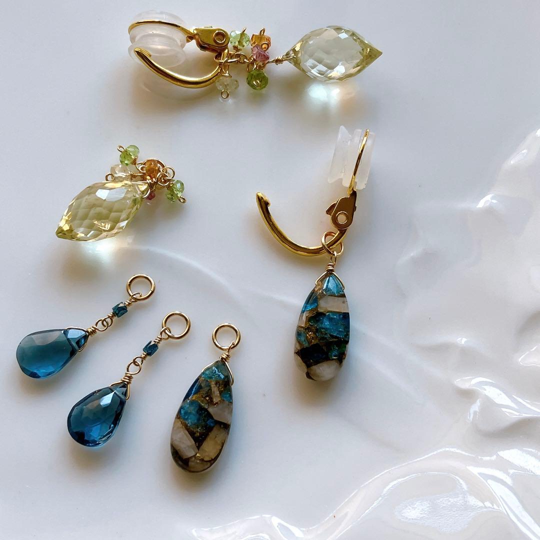 sammy◆着せ替えイヤリング✧ロンドンブルートパーズ/レモン/コッパー