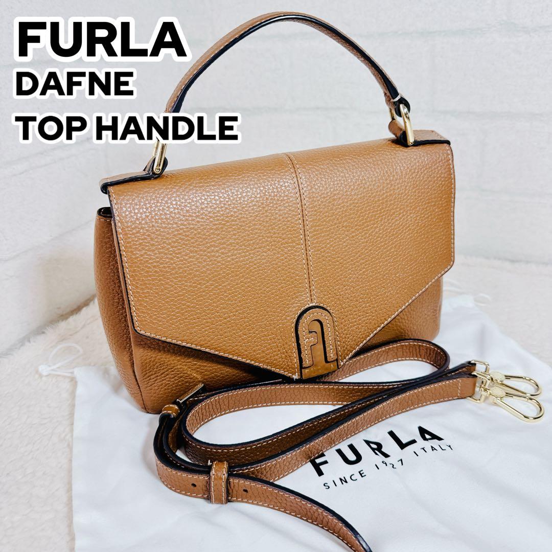 FURLA ダフネ トップハンドル ショルダー アーチロゴ 2way キャメル