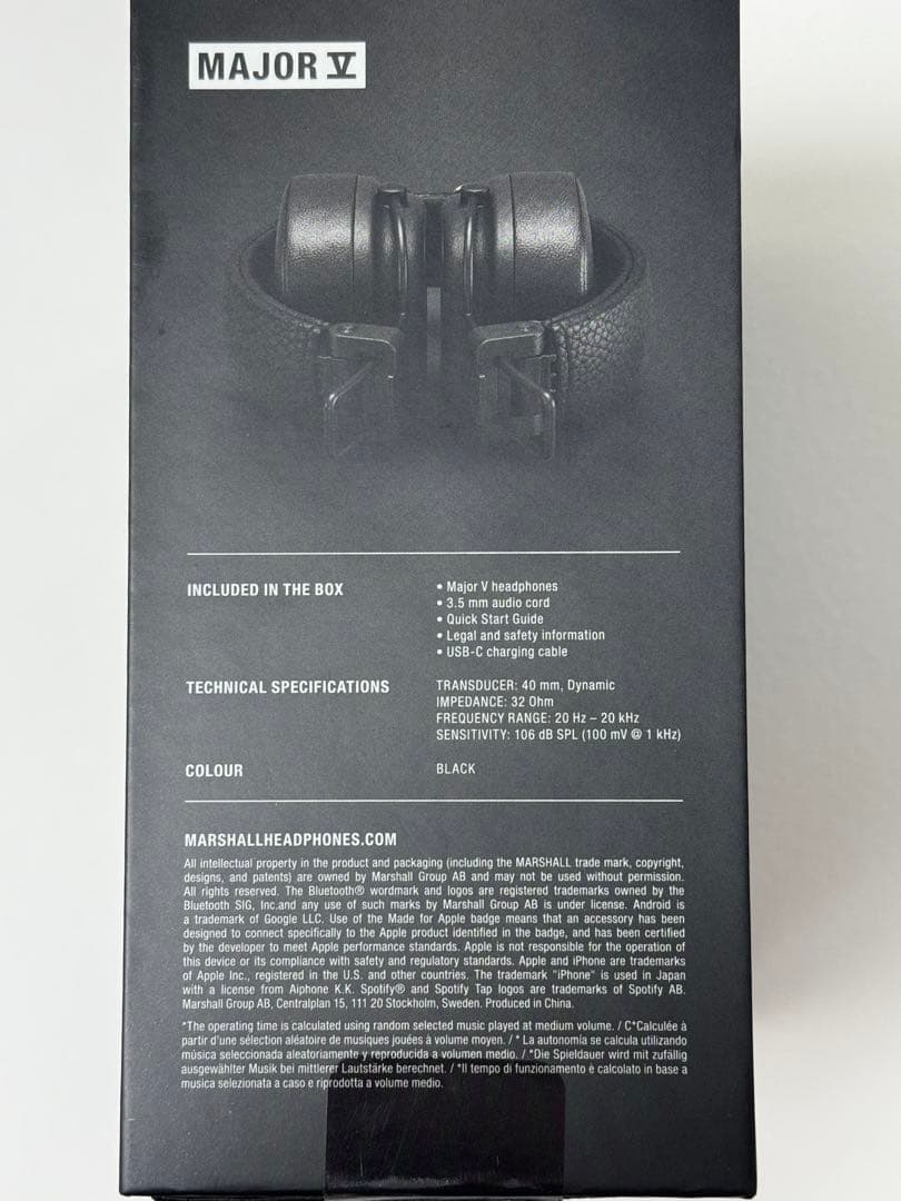 Marshall Major V ワイヤレスヘッドホン ブラック