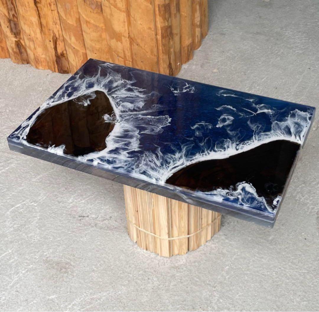 No.218　希少価値　屋久杉　神代杉　オーシャンアート　レジンテーブル