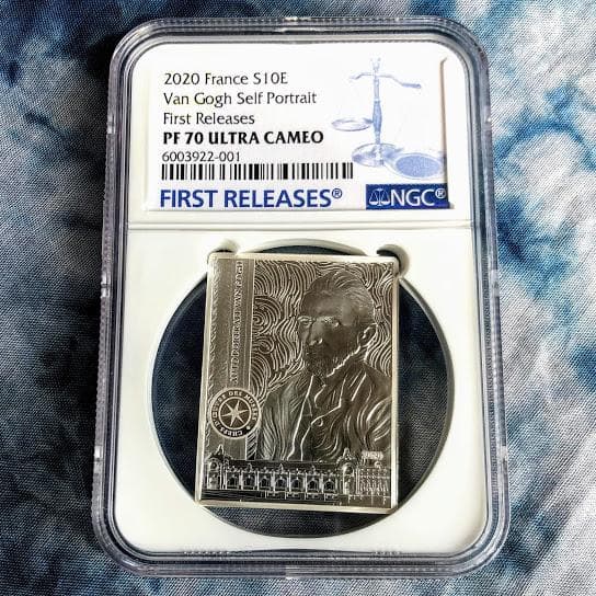 【希少】2020 フランス ゴッホ 記念 銀貨 PF70 UC COA付