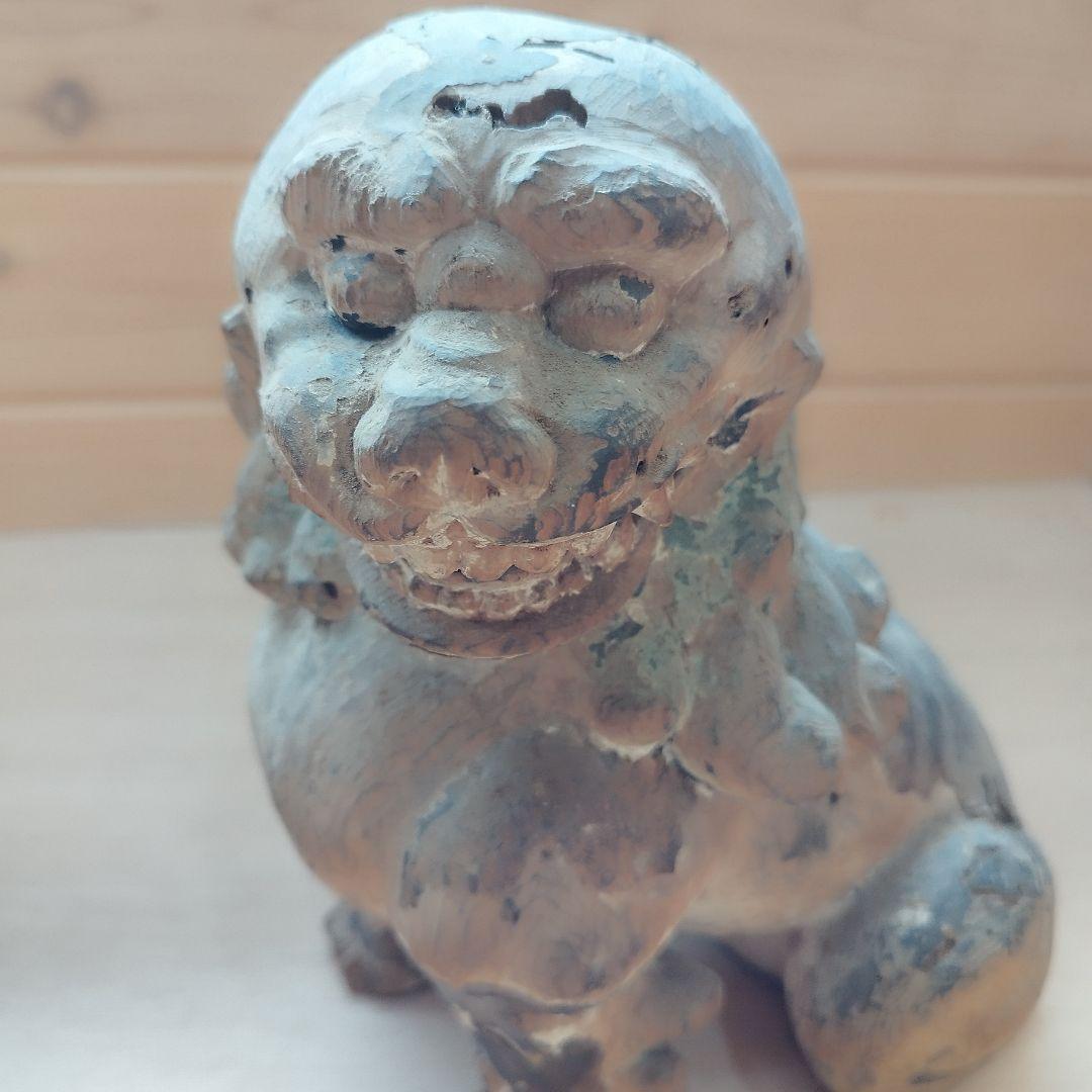 狛犬 木彫り 2体セット 江戸時代 骨董品