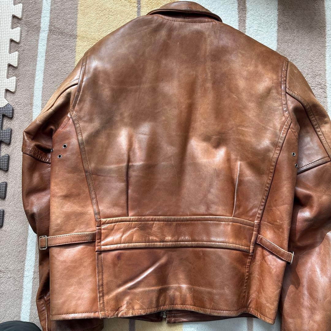 krystal98hh　ブラウンレザー シングルライダースジャケット