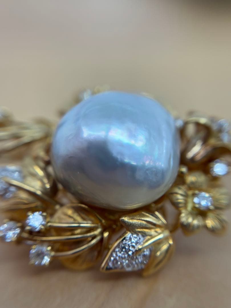 750 K18パールとダイヤモンドのブローチ2WAY