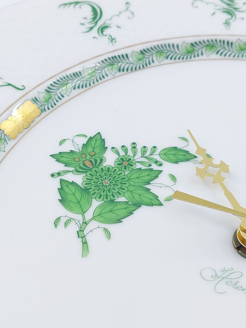 HERENDヘレンド 壁掛け時計 インドの華グリーン アポニーグリーン 28cm