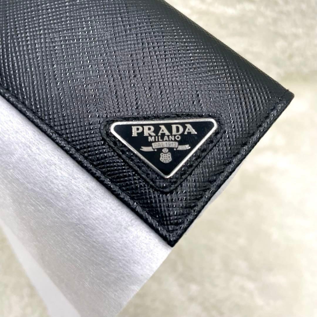未使用品 PRADA 6連 キーケース 三角ロゴ サフィアーノ 黒 付属品完備