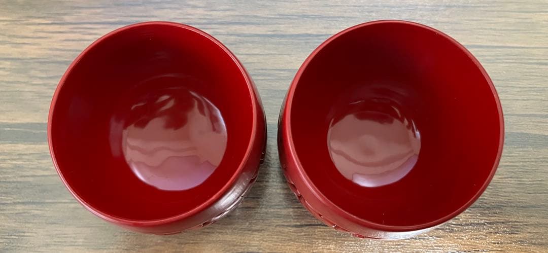 村上木彫堆朱(堆朱のふじい製) ぐい呑み 牡丹唐草 ２個セット