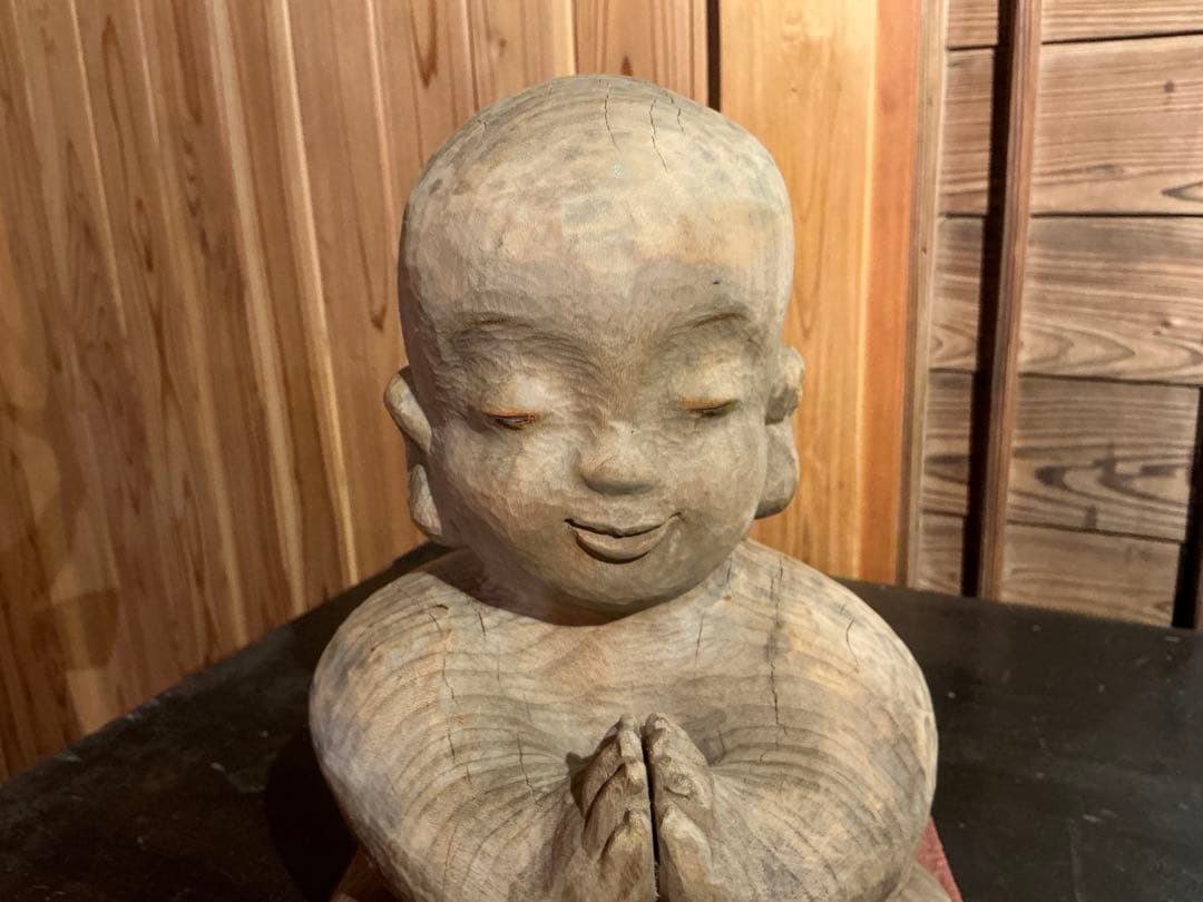 前島秀章　木彫　童子　仏像