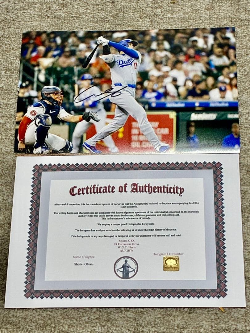 SALE！貴重！新品未使用！大谷翔平　　　　直筆サイン入りフォト鑑定書付