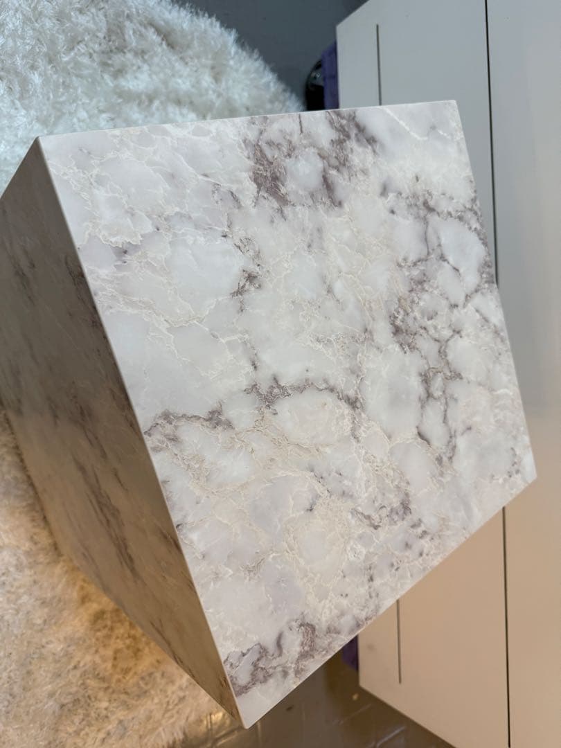 Wood style サイドテーブル　大理石調