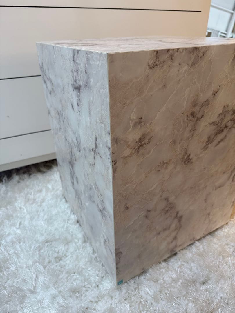 Wood style サイドテーブル　大理石調