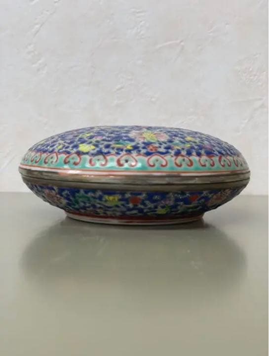 中国清乾隆年製銘粉彩香盒　骨董　 古美術　コレクション唐物　アンティーク江戸青磁