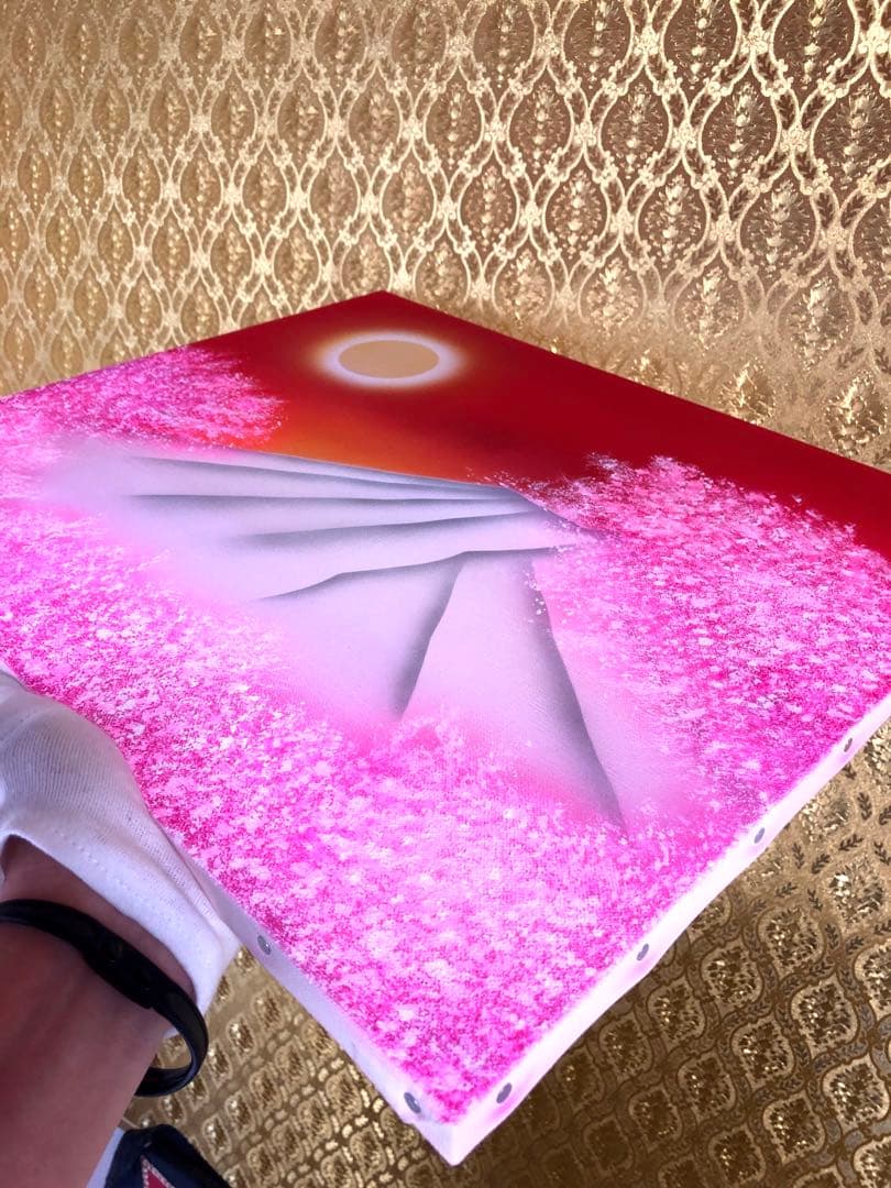 富士山絵画☆新春セール☆満開桜富士 強力高波動F8号キャンバス 開運絵画