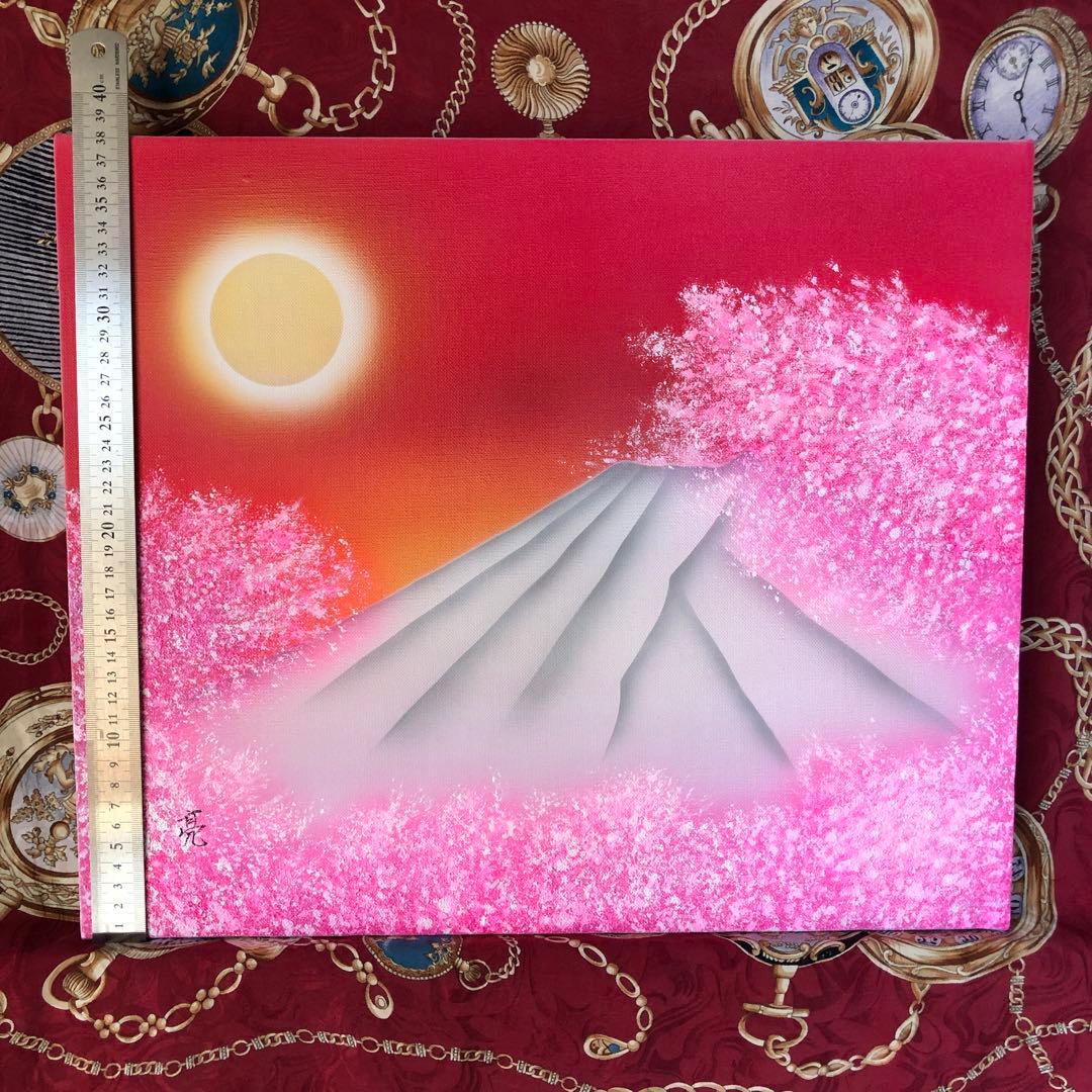 富士山絵画☆新春セール☆満開桜富士 強力高波動F8号キャンバス 開運絵画