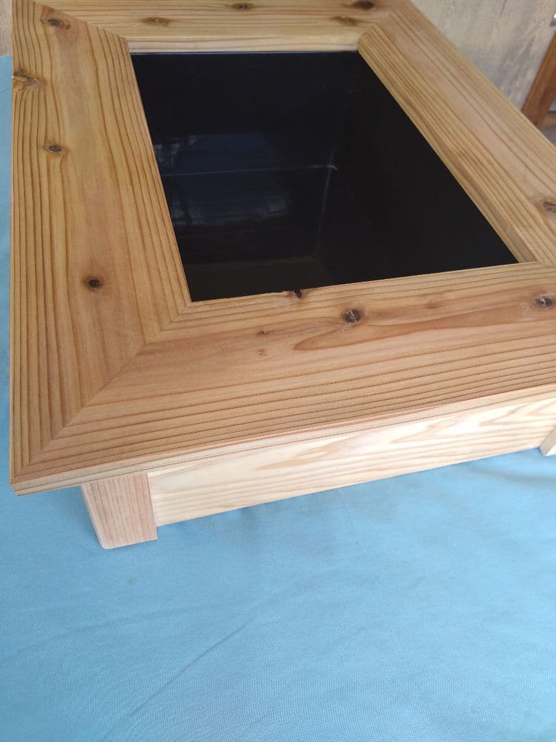 木目の美しい　メダカビオトープ木枠　ボックス付き