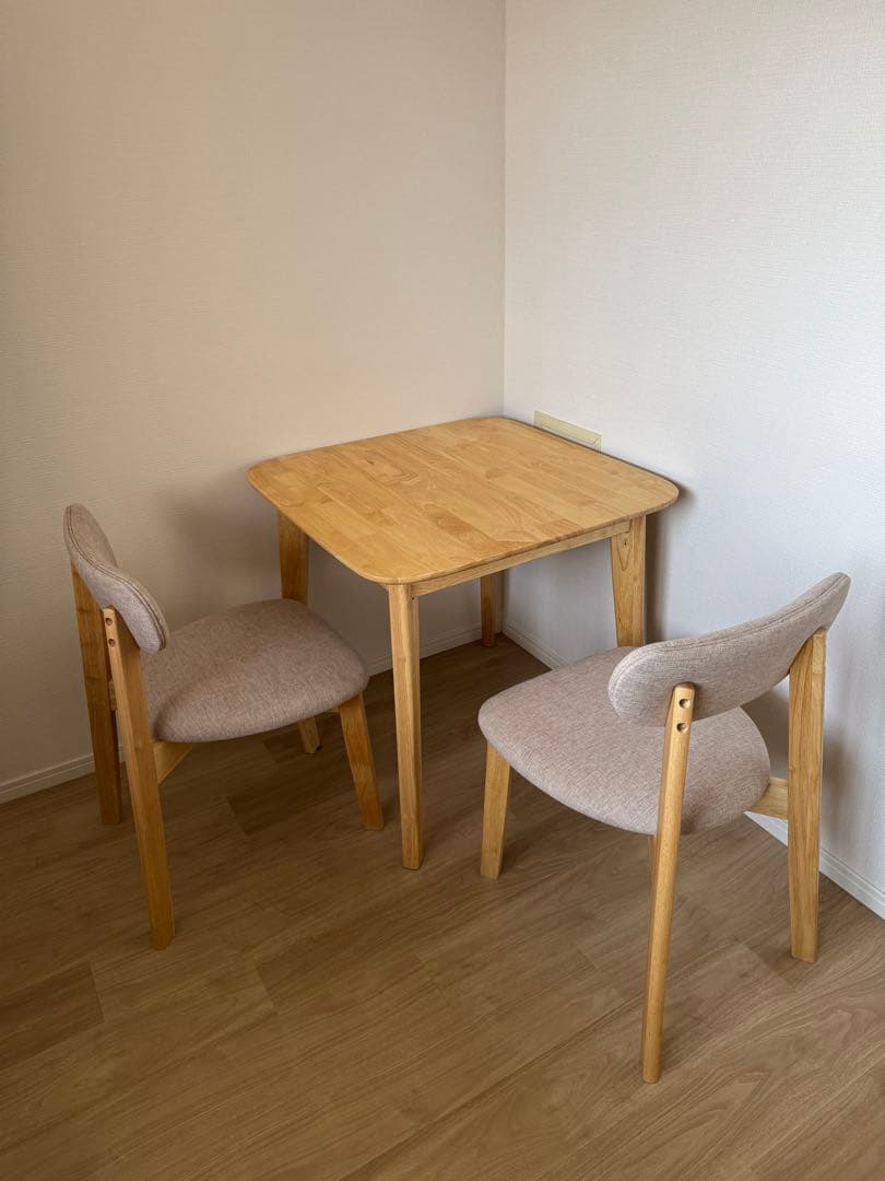 【ぴよ様】【横浜市引取】天然木ダイニングテーブルセット♡2人がけ♡ライトブラウン