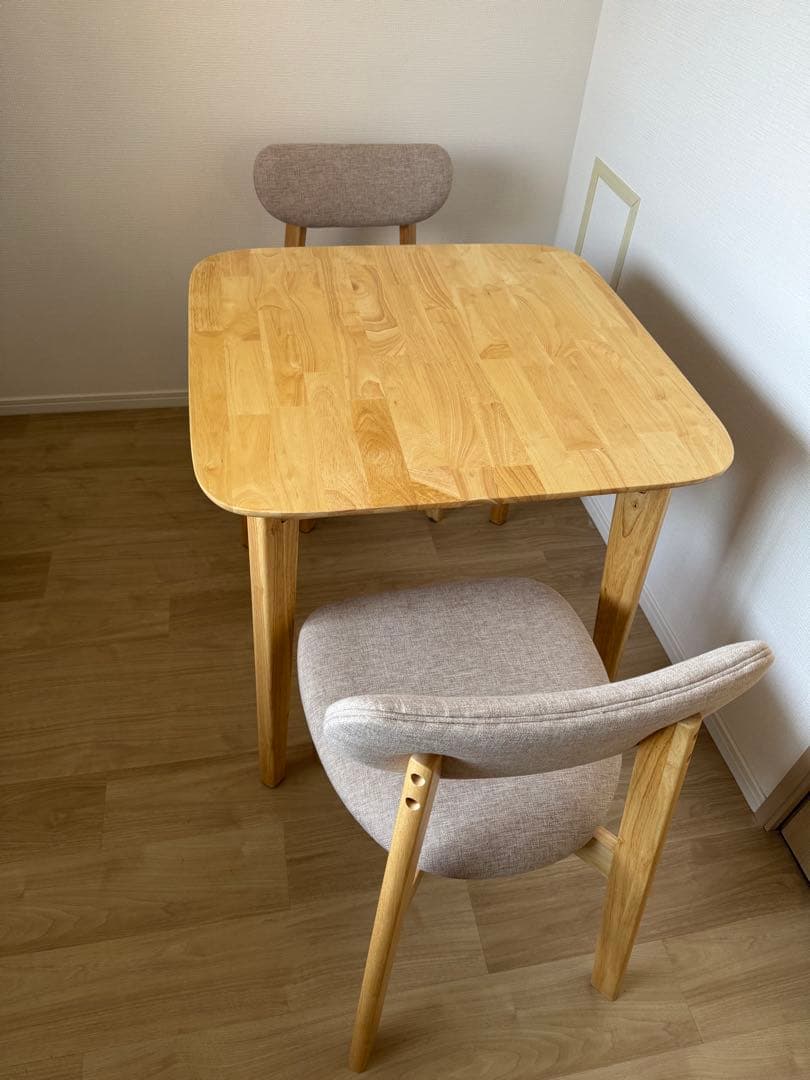 【ぴよ様】【横浜市引取】天然木ダイニングテーブルセット♡2人がけ♡ライトブラウン