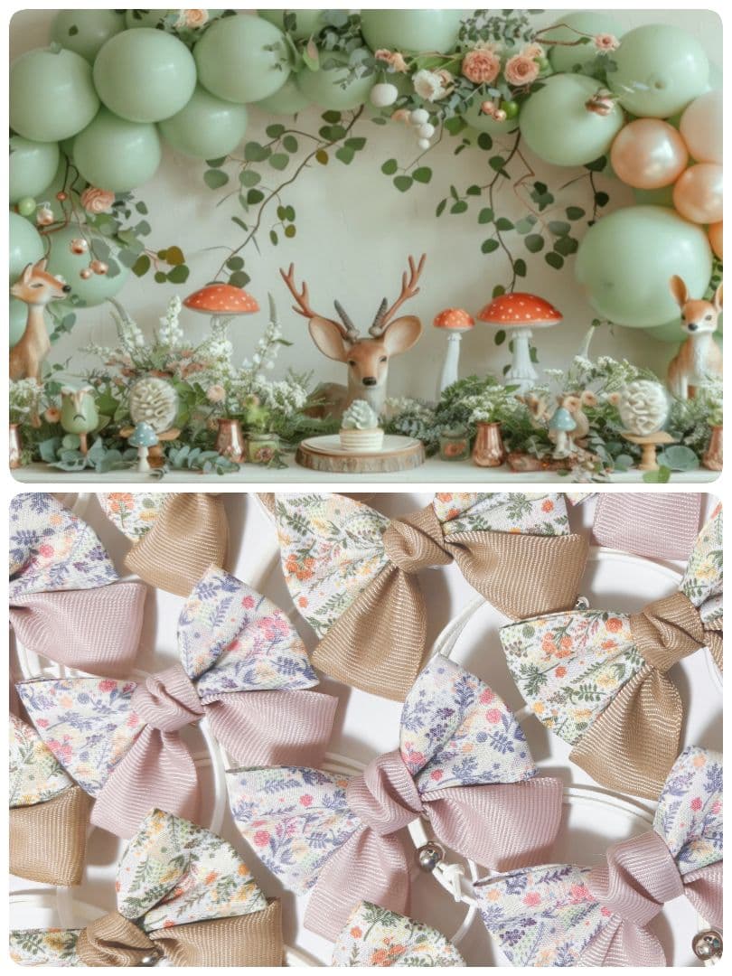 秋色花柄リボン90個　くすみカラー　業務用トリミングチョーカー　ピンク、ベージュ