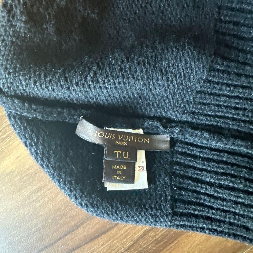 LOUIS VUITTON 黒 ニット帽 リボン付き