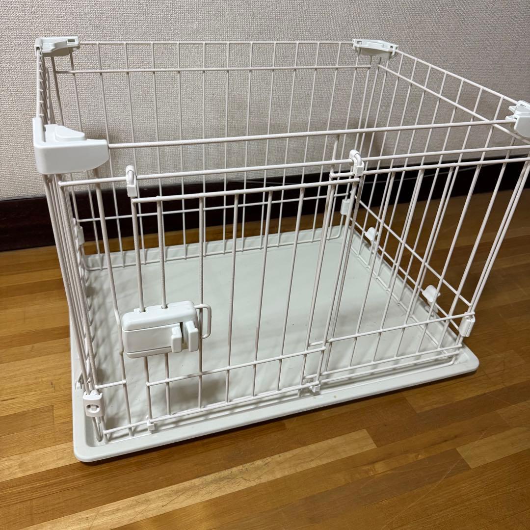 ペット用ケージ 犬用 サークル ホワイト トレー付き 室内用