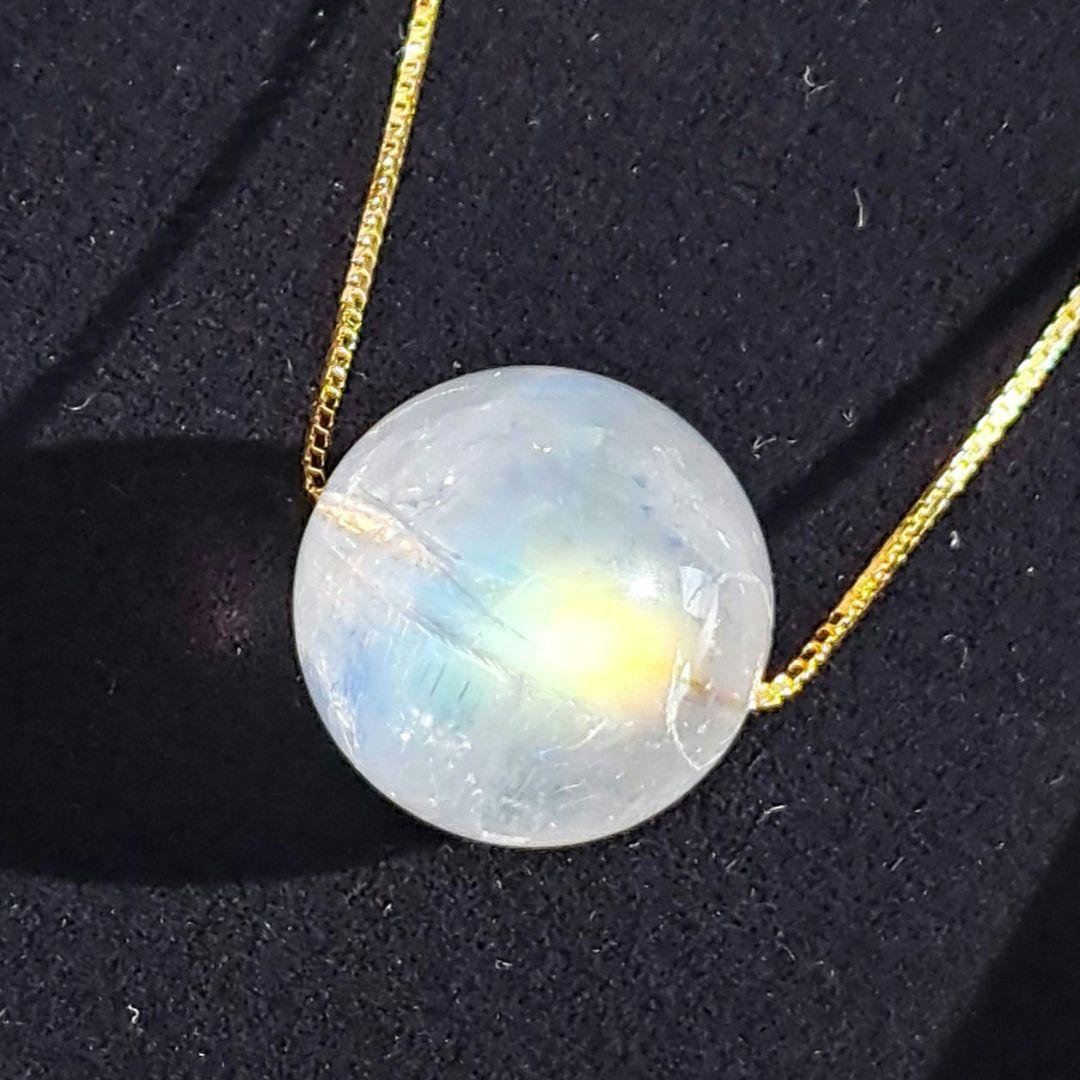 マダガスカル産 ホワイトラブラドライト 13.5㎜ レインボー ホワラブ