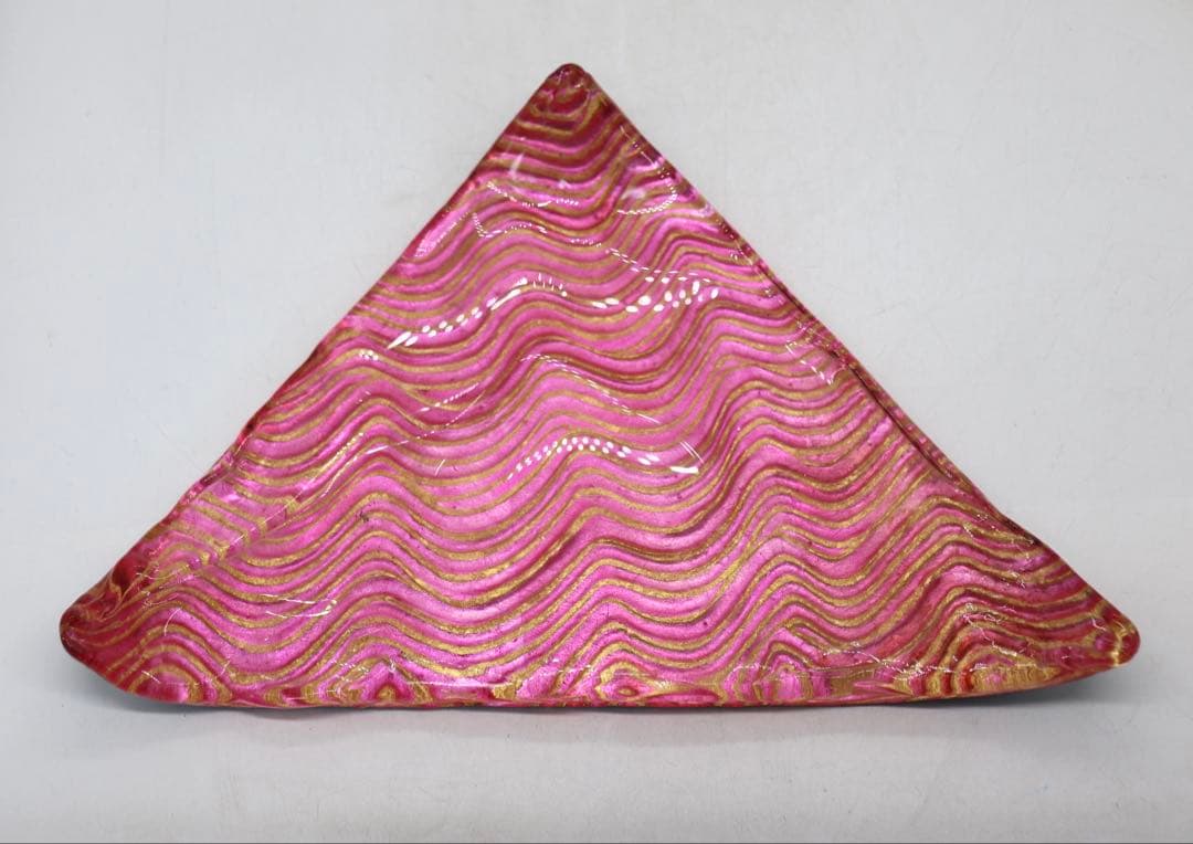 坂田甚内作　三角皿　ガラス　名人作　送料込み250605