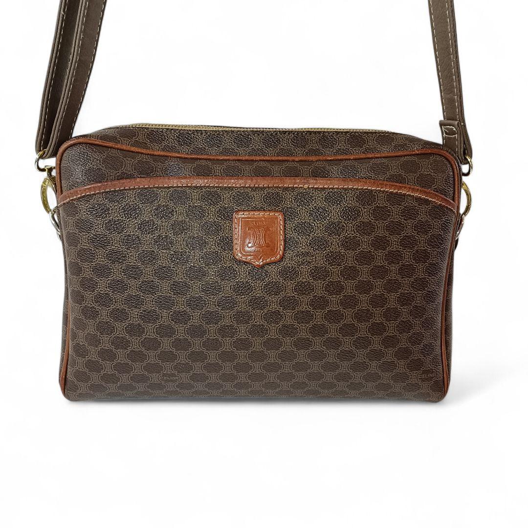 美品 正規品 セリーヌ ショルダーバッグ マカダム PVC レザー 肩掛け 革