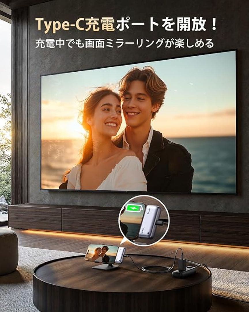 ワイヤレスHDMI 無線 送受信機セット 超低遅延 音画同期 ミラー 拡張