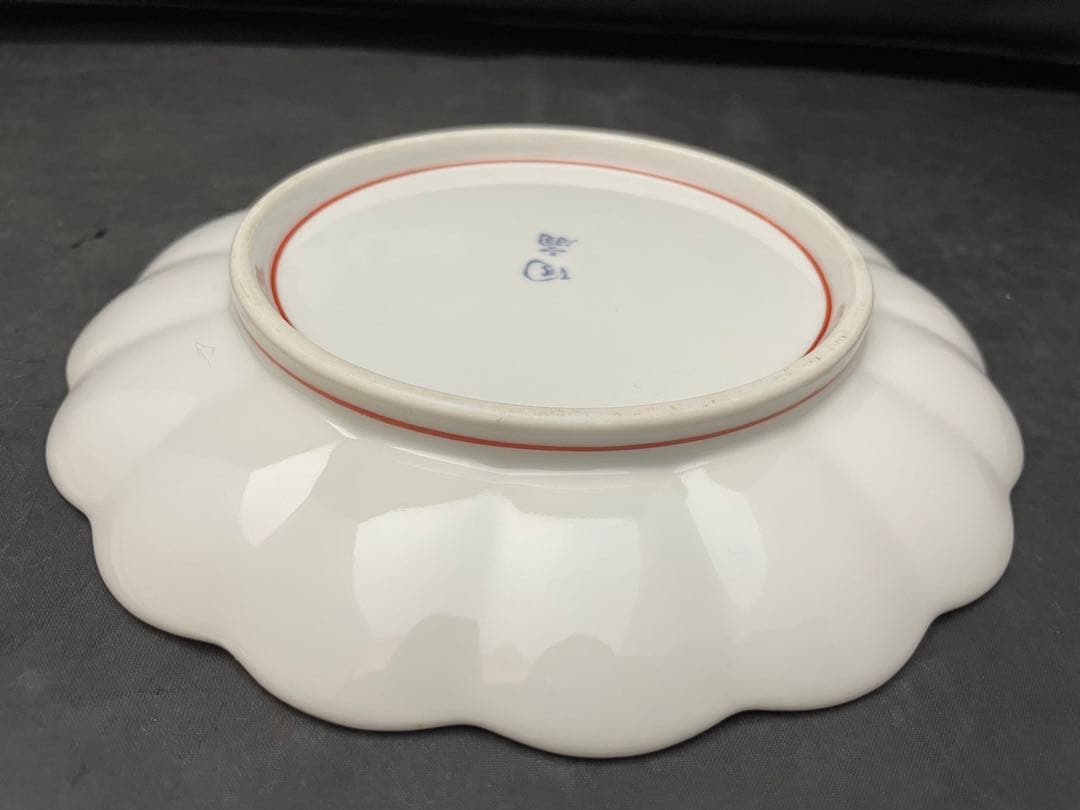 有田焼　陶扇　錦絵　金彩色絵　銘々皿　5枚　菊割皿