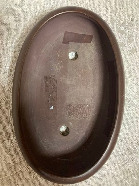 佳山　紫泥楕円　盆栽鉢　浅め