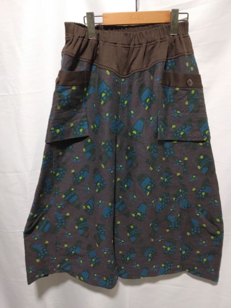 センソユニコ　あん吉　ガウチョパンツ　パンツ ブラウン・青・緑模様