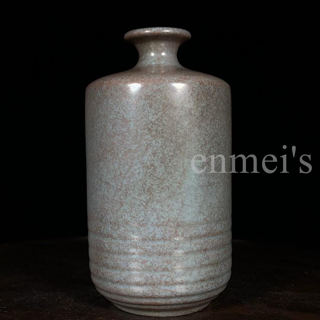 中国古美術・希少・旧蔵品・宋代冬瓜瓶（陶磁器）•汝窯・案頭・置物・文房具