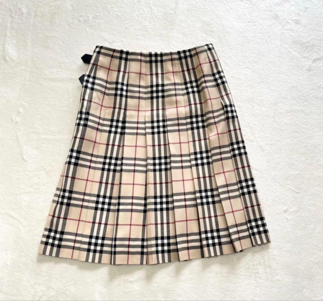 美品 BURBERRY チェック柄 プリーツスカート 膝丈 サイズ38