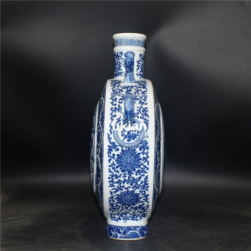 青花龍鳳呈祥瓶 水養花瓶 陶磁器 現代工芸品 美術品 装飾品