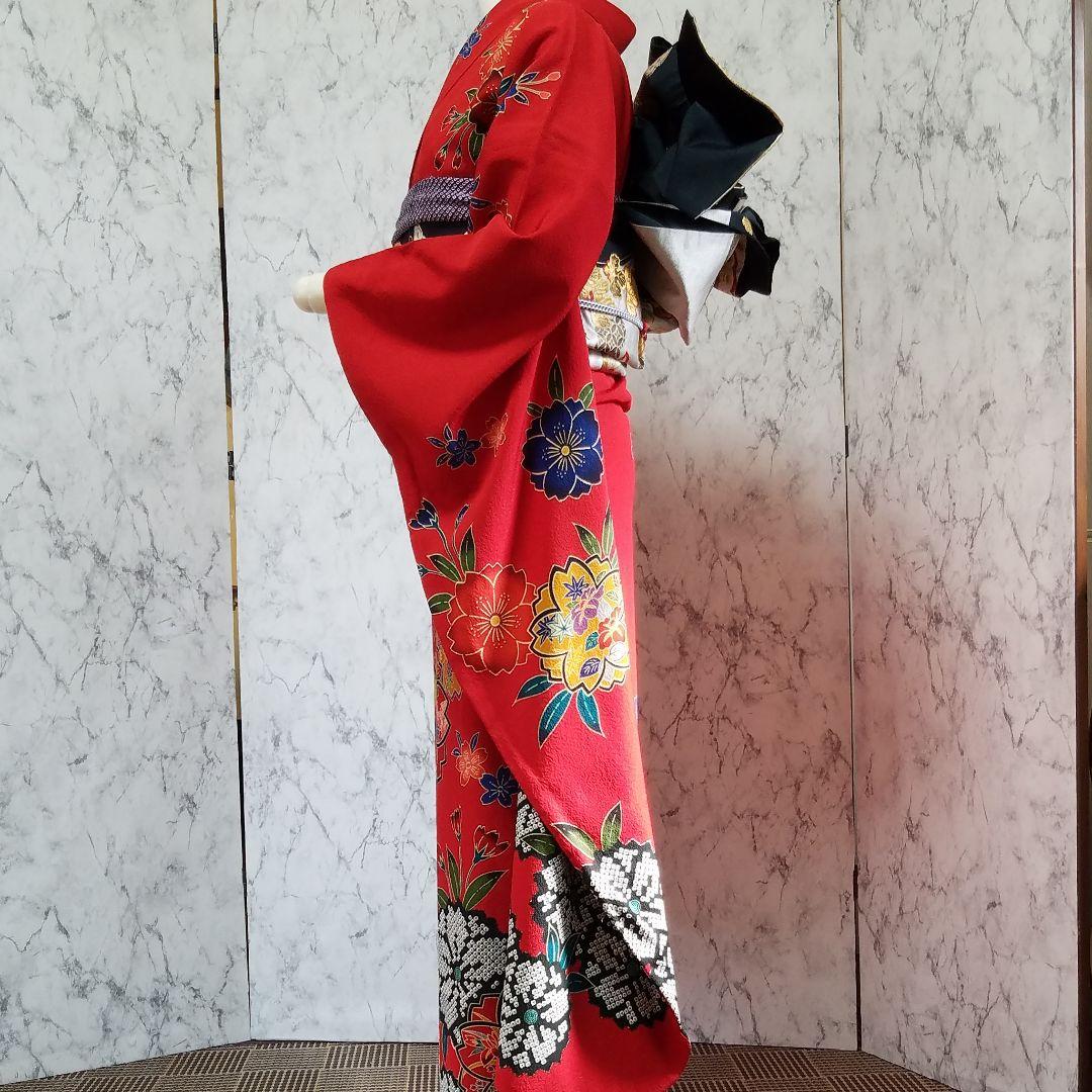 トマト正絹ちりめん絞り古典柄