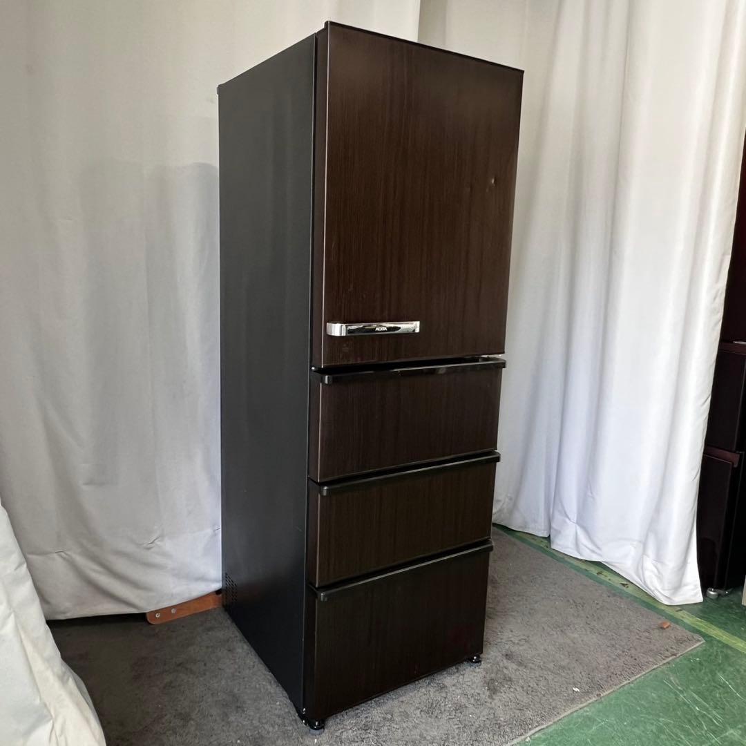 761⭕️設置無料　冷蔵庫　AQUA　大型　400ℓ　安い　中古　木目調　レトロ