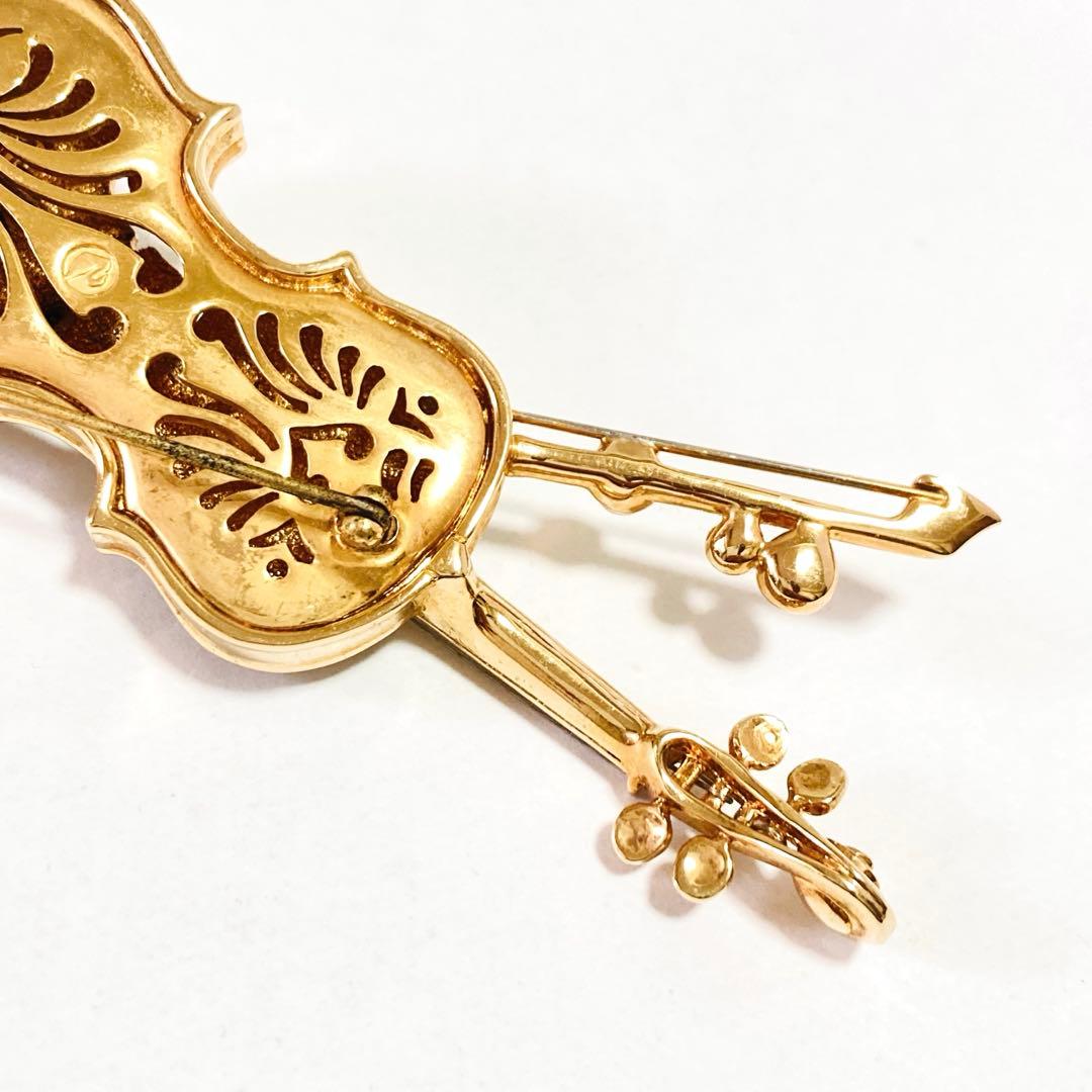 SWAROVSKI バイオリン ラインストーン 楽器 ブローチ F252068