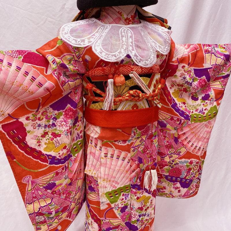 506ag15小物類、506ag15◎七歳 女児 アンティーク着物&丸帯&長襦袢