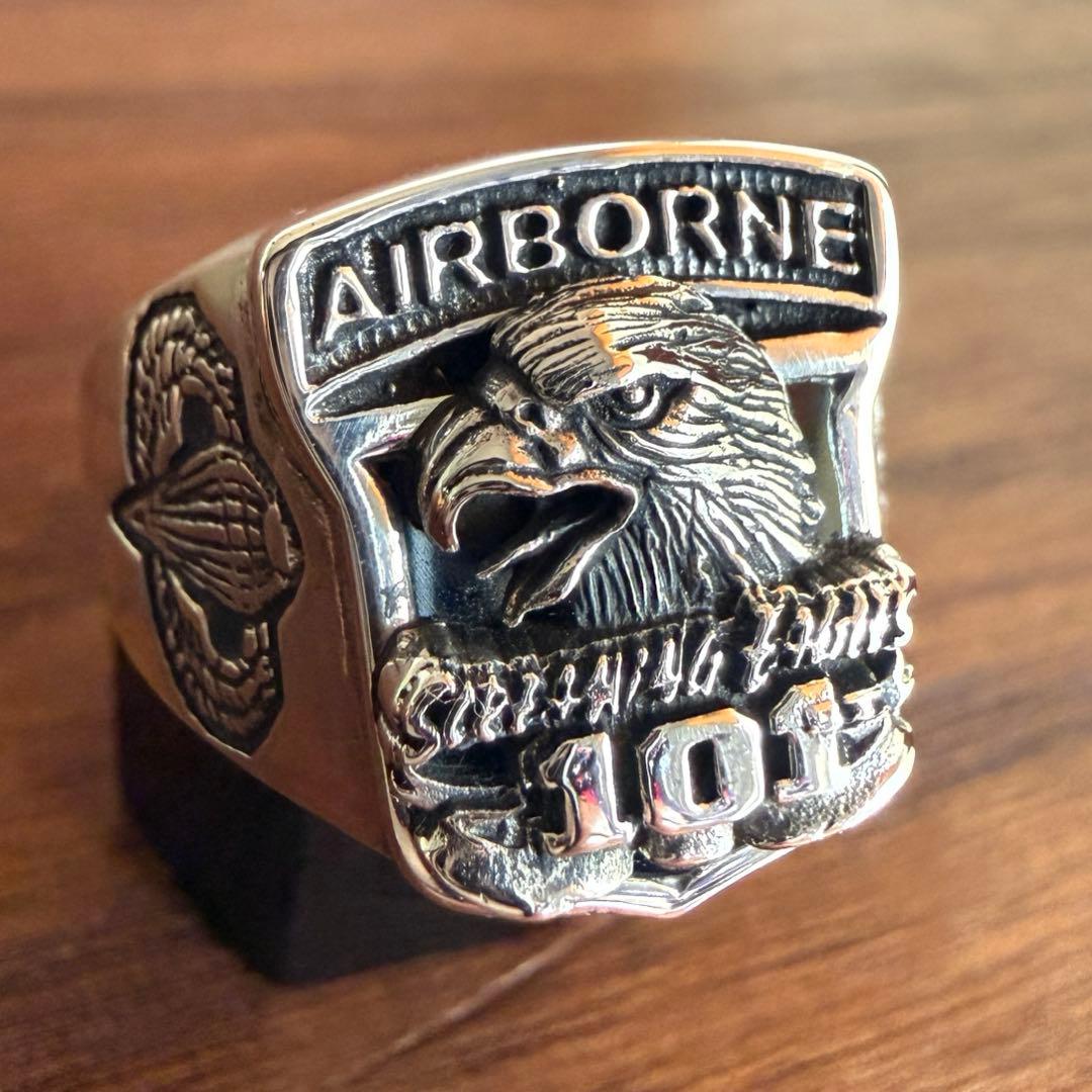 シルバー925無垢【新品】第101空挺師団　US ARMY カレッジリング 本物