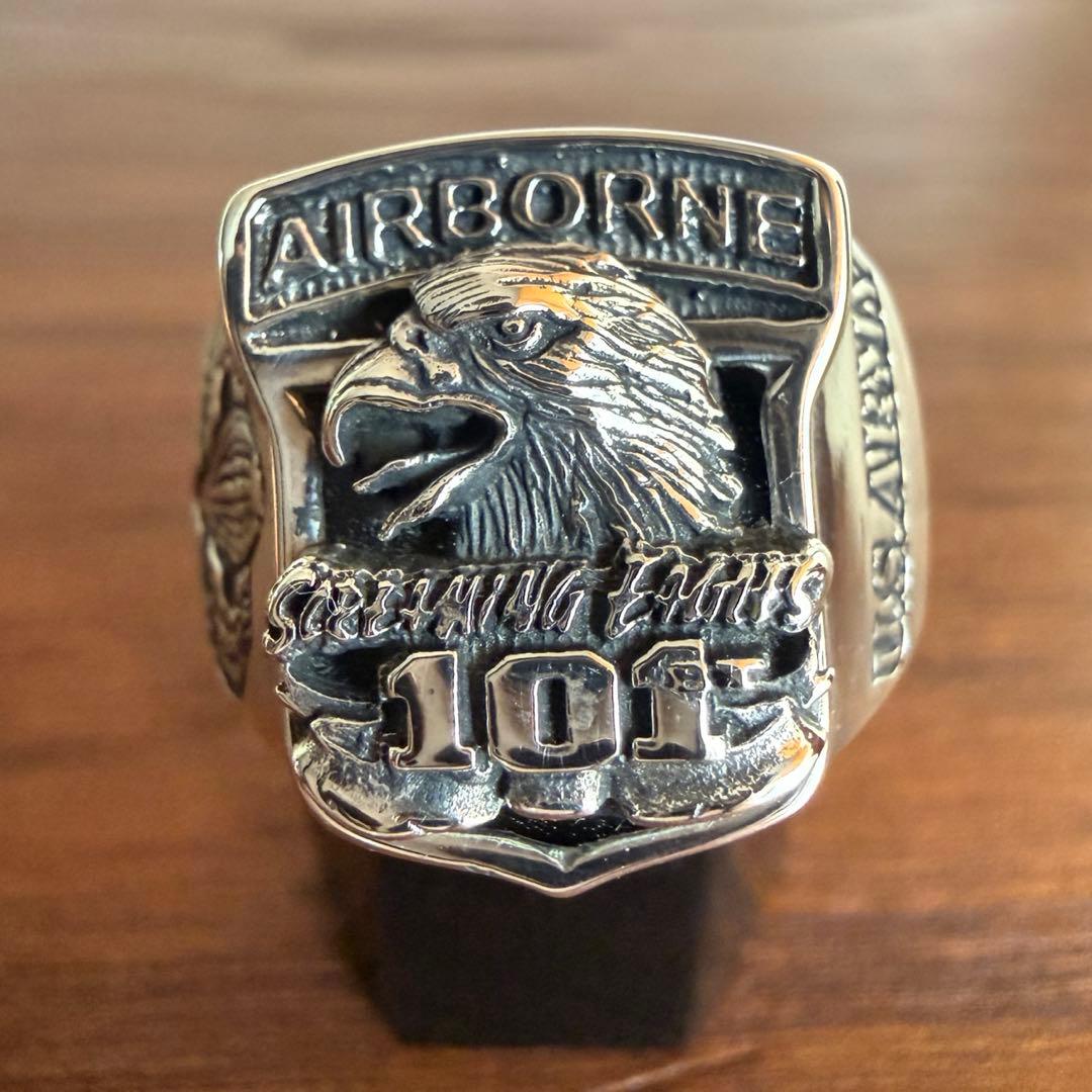 シルバー925無垢【新品】第101空挺師団　US ARMY カレッジリング 本物