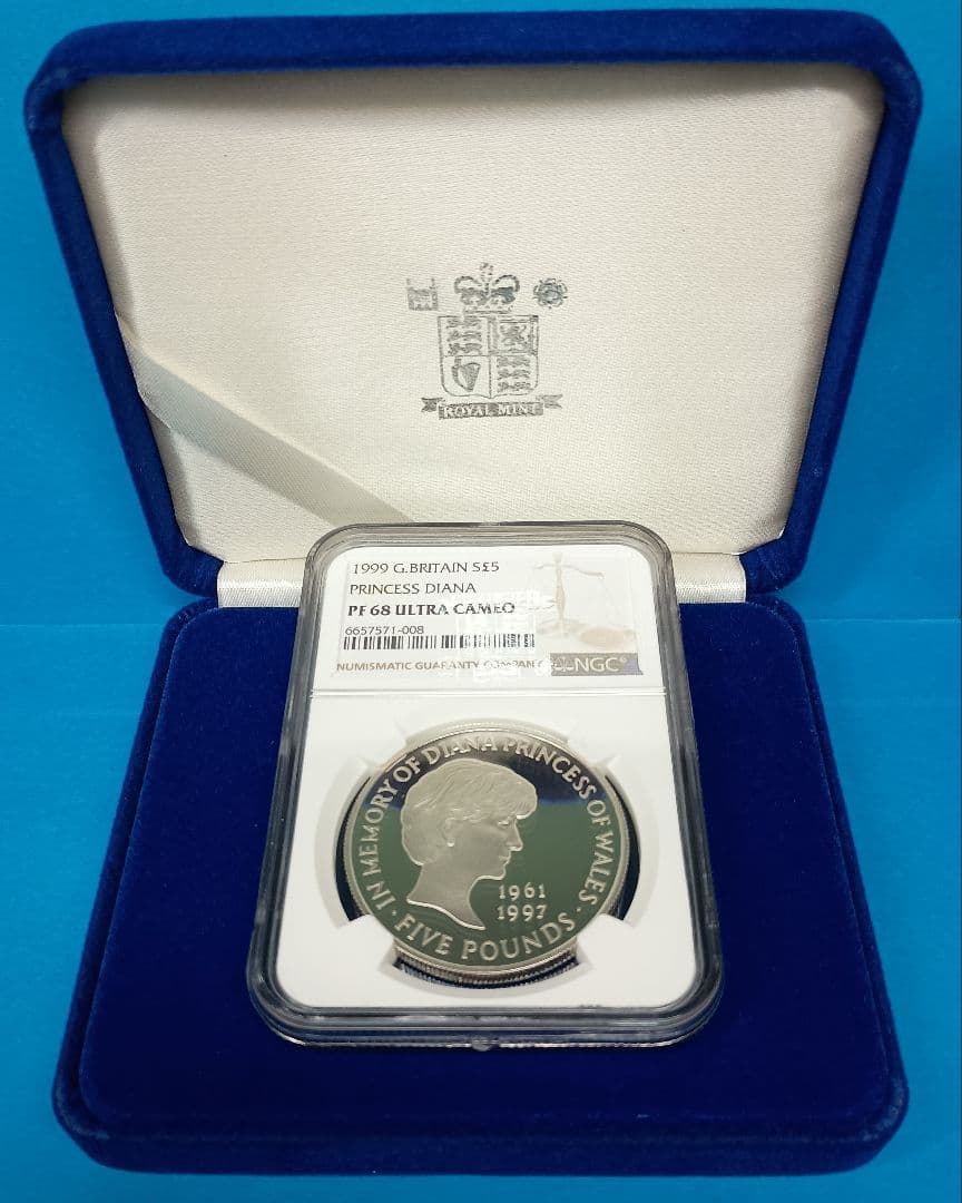 1999 イギリス ダイアナ追悼 5ポンド プルーフ銀貨 NGC PF68UC㉔