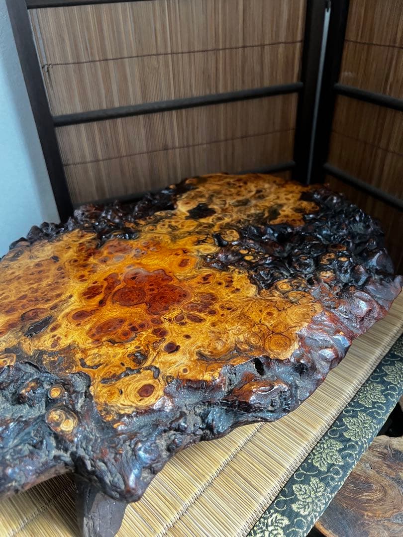 天然時代木 花梨 美玉杢 四足 花台 香台 盆栽台 50㎝