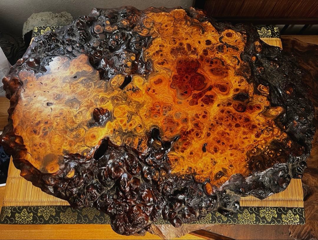 天然時代木 花梨 美玉杢 四足 花台 香台 盆栽台 50㎝