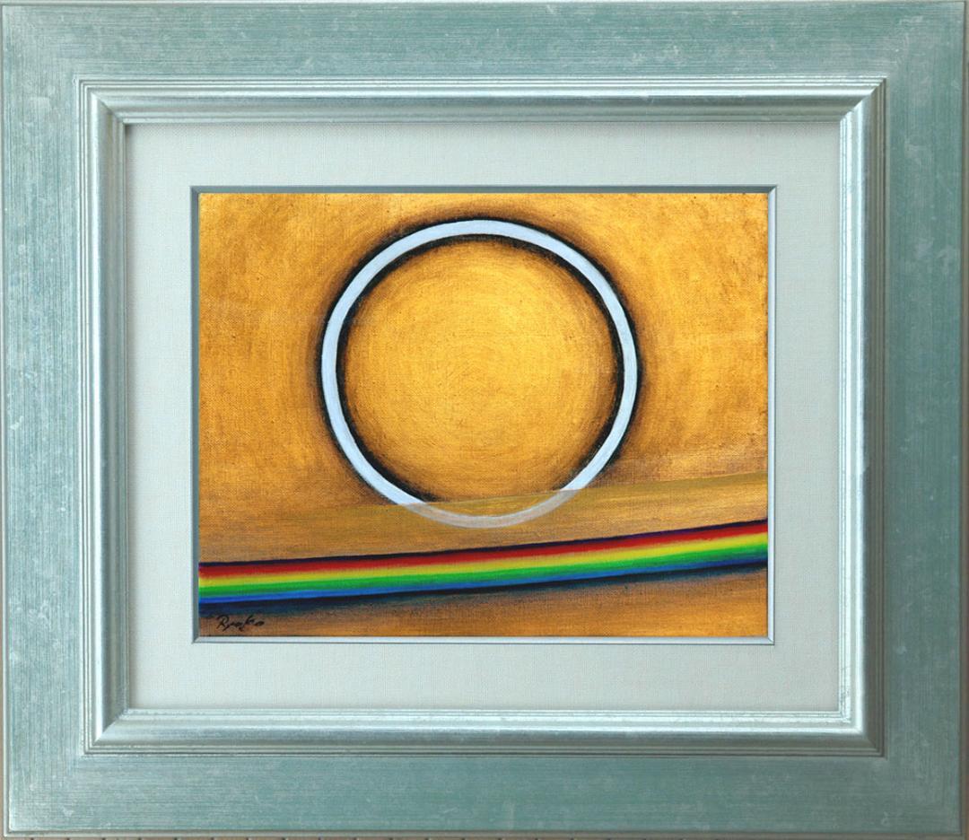 油絵 菅家令子 絵 絵画インテリア額付(白) F3-G142023 風景祈り希望