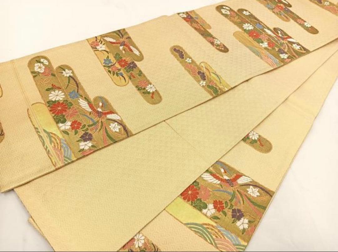 振袖 フルセット6点サイズM〜Ｌ駒刺繍　片輪車吉祥花文　金銀彩　正絹